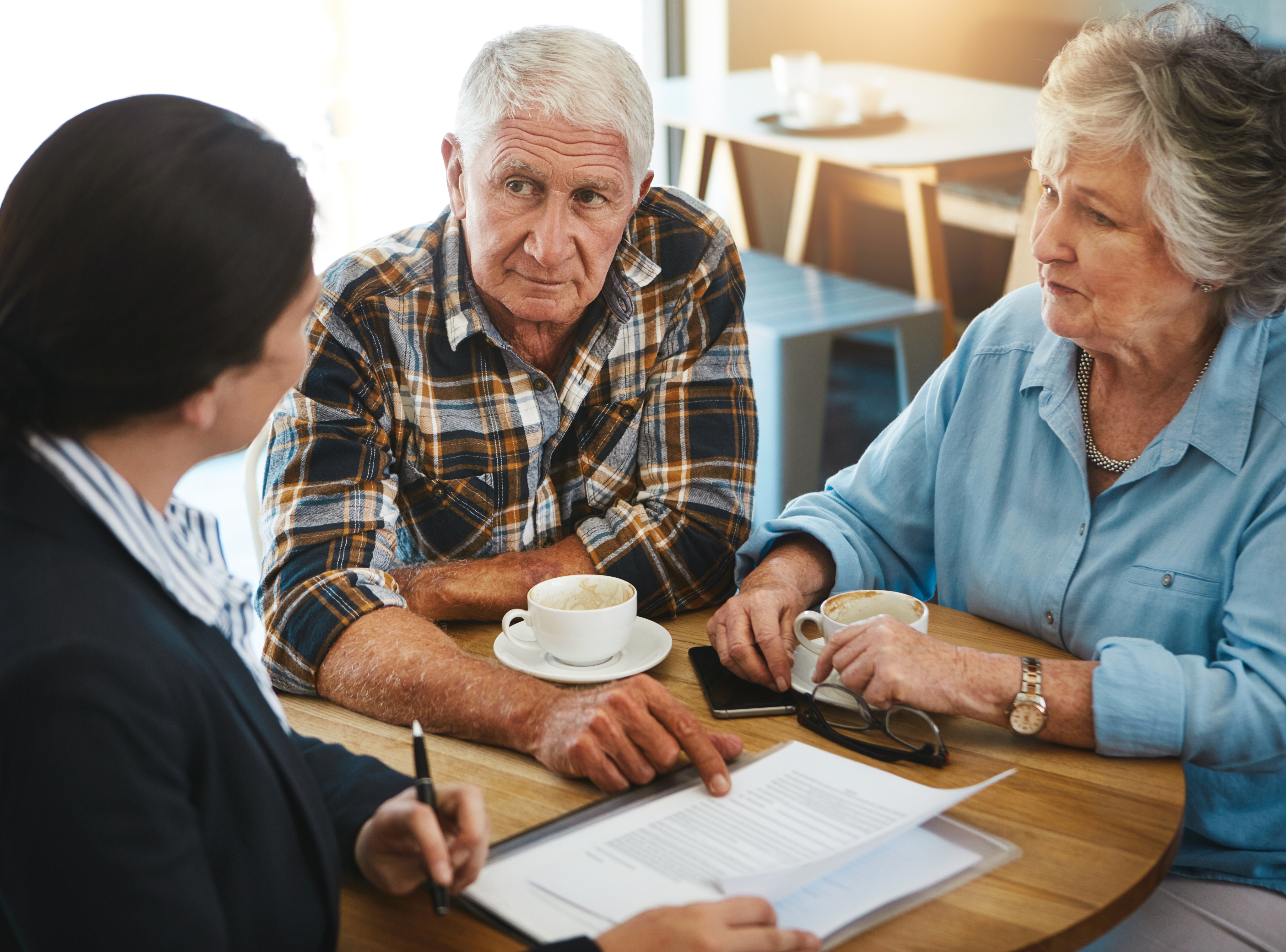 Attorney meeting with elderly clients