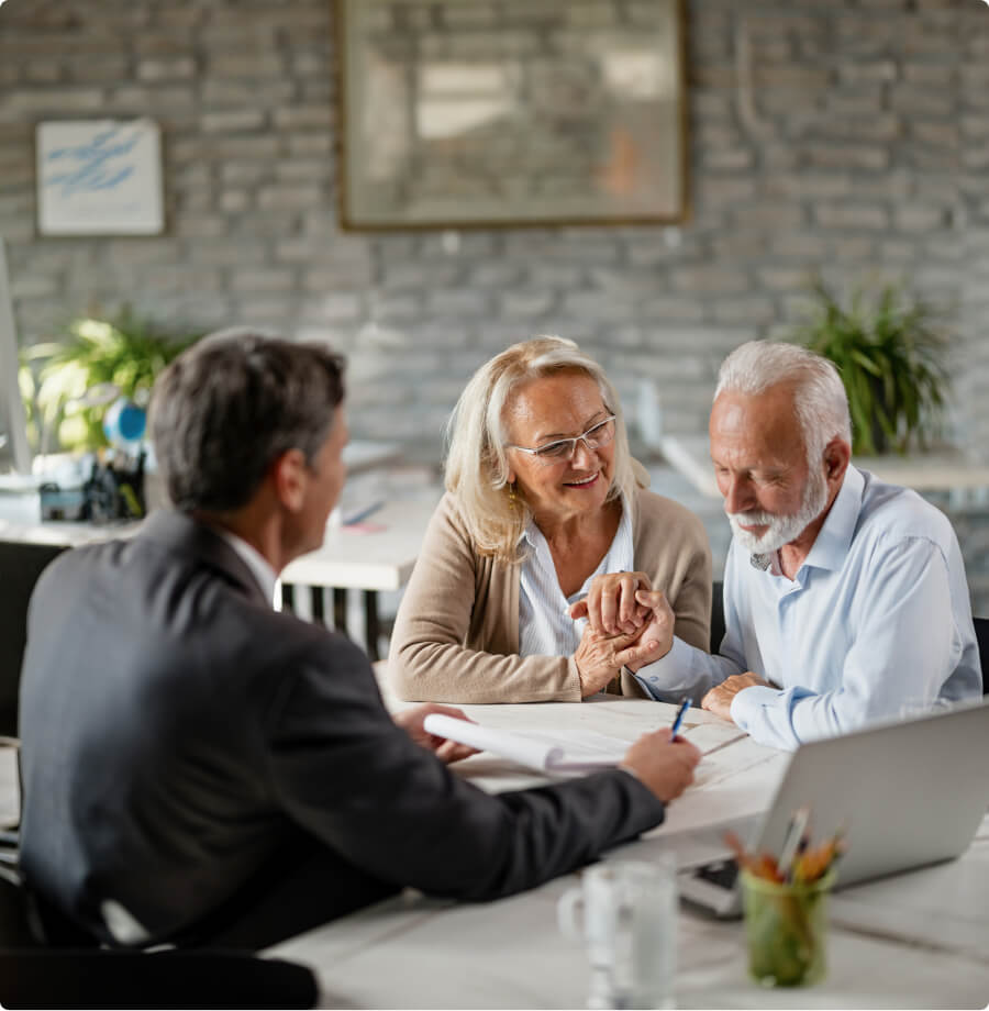 Lawyer shaking hands with client.